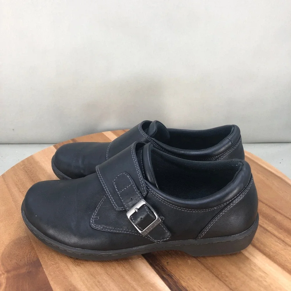 Eastland Sherri Womens Black Leather Buckle Monk Strap Comfort Shoes Size 9.5 W
